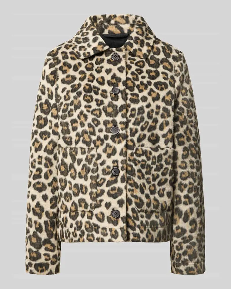 Tom Tailor Regular Fit Webpelzjacke mit Woll-Anteil Mittelbraun