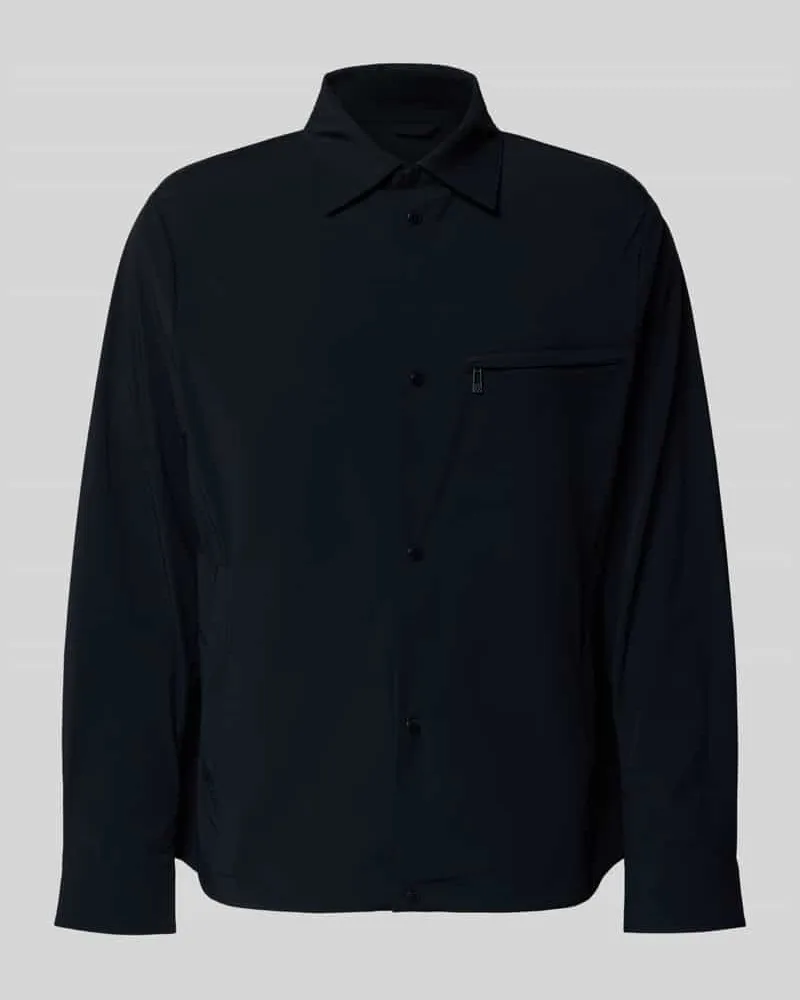 Armani Exchange Blouson mit Kentkragen und Brusttasche Dunkelblau