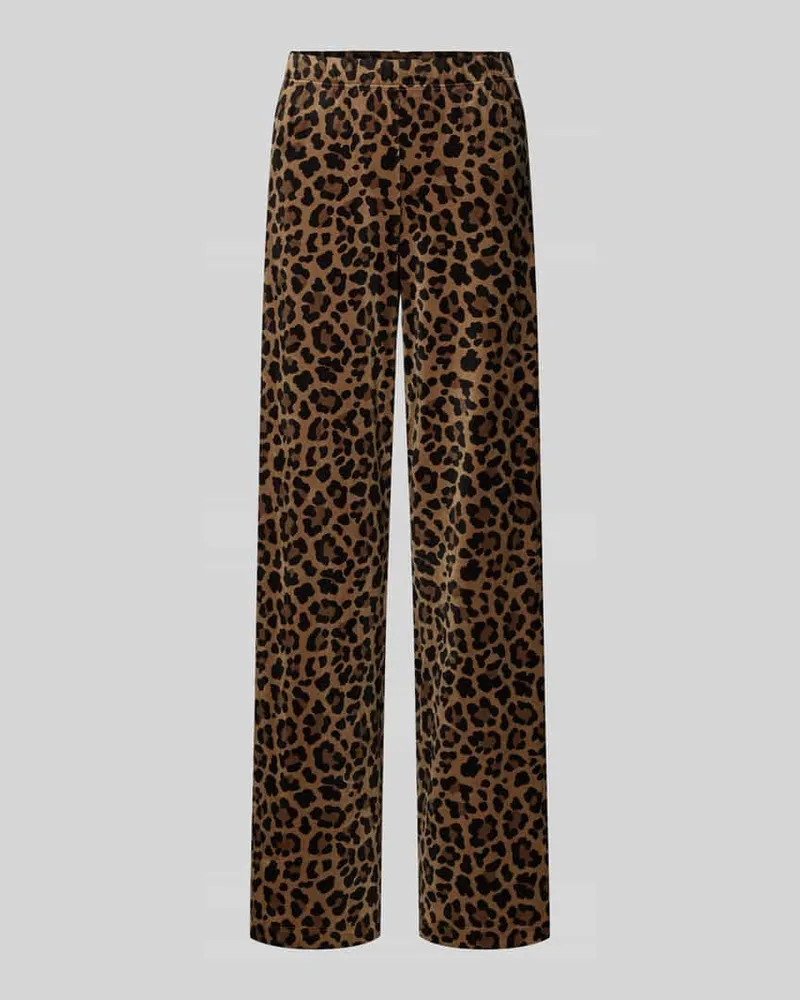 Marc Cain Regular Fit Stoffhose mit Allover-Animal-Print Camel