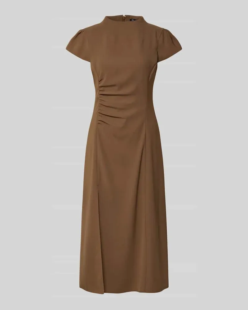 Armani Exchange Midikleid mit Stehkragen und Raffungen Schoko