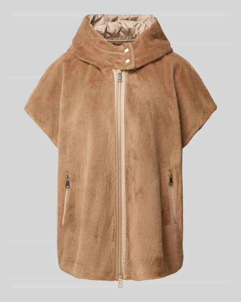 White Label Jacke aus Kunstfell Cognac