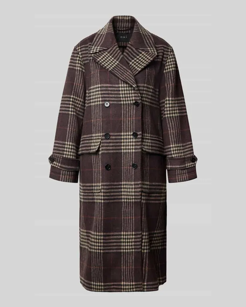 Oui  Mantel mit doppelreihiger Knopfleiste Dunkelbraun