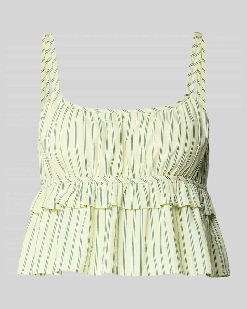 HUGO BOSS Blusentop mit Volants Hellgruen