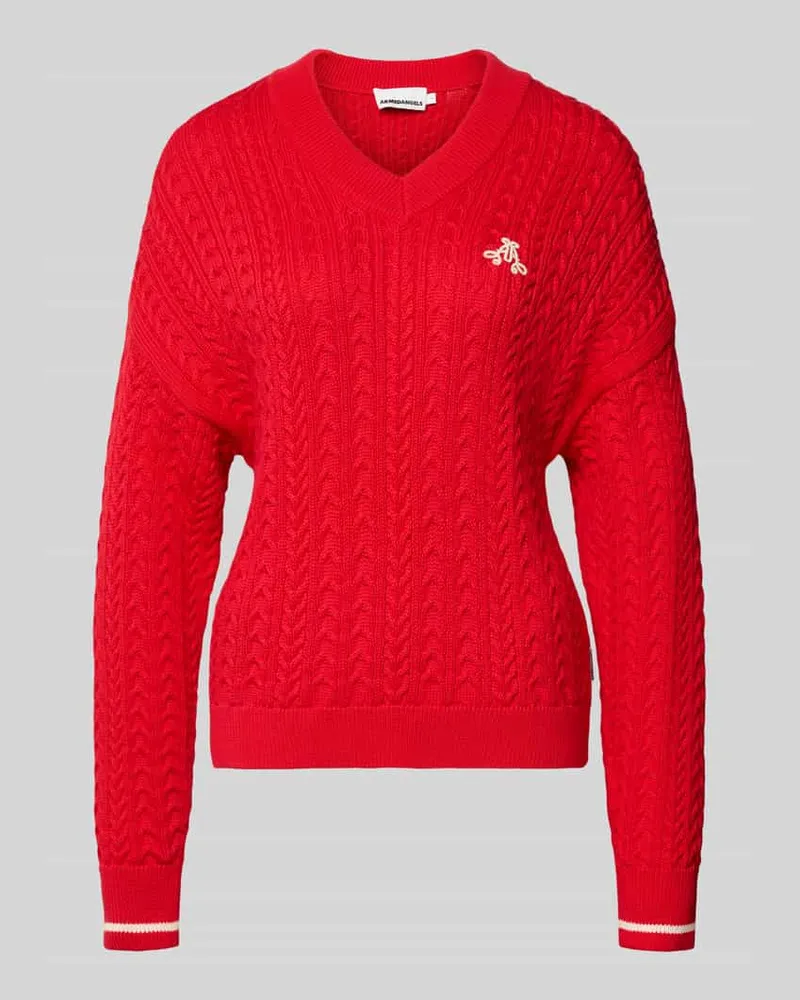 Armedangels Loose Fit Strickpullover aus reiner Bio-Baumwolle Modell 'CAARLOA CABLE Hellrot