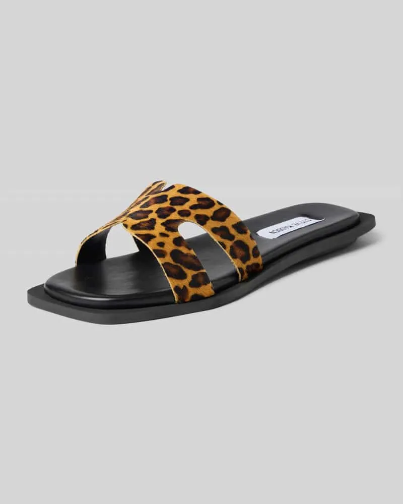 Steve Madden Slippers aus echtem Leder mit Allover-Animal-Print Modell 'Sofia Camel