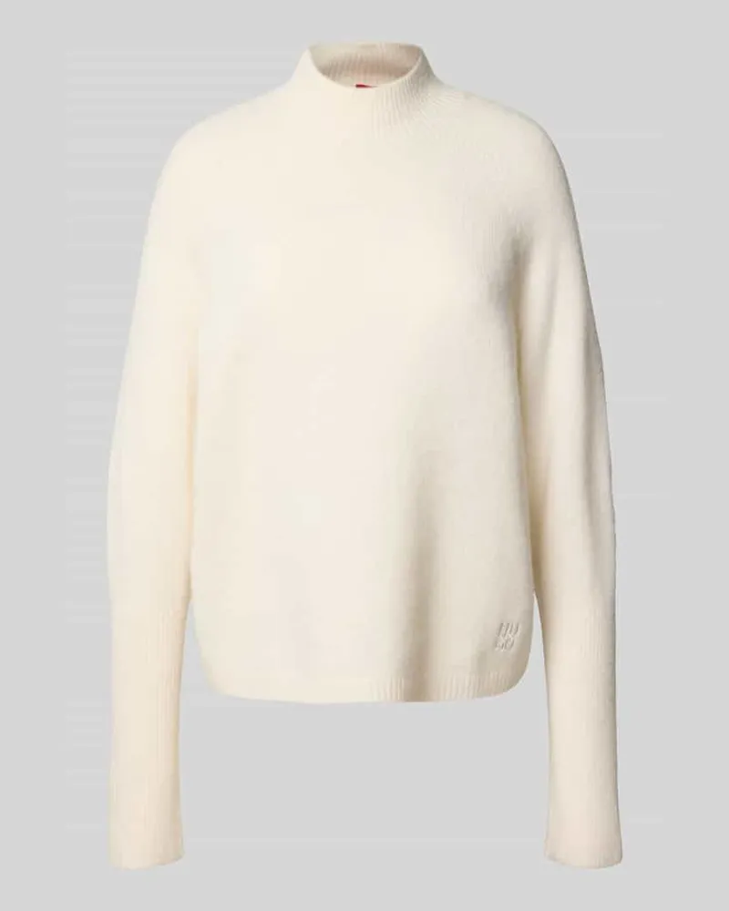 HUGO BOSS Relaxed Fit Strickpullover aus Woll-Mix mit Alpaka Modell 'SURPIO Offwhite