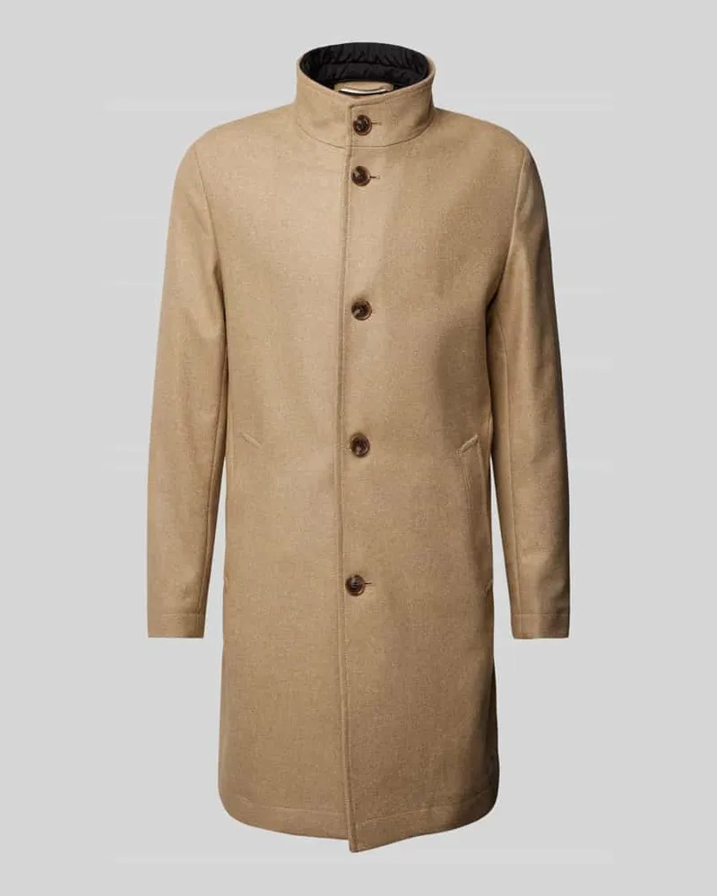 HUGO BOSS Wollmantel mit Stehkragen Modell 'Hyde Camel