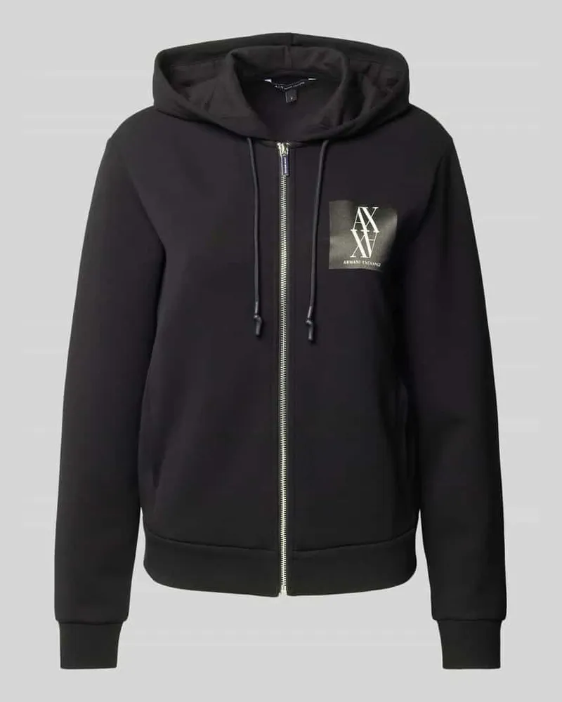 Armani Exchange Sweatjacke mit Label-Print Black