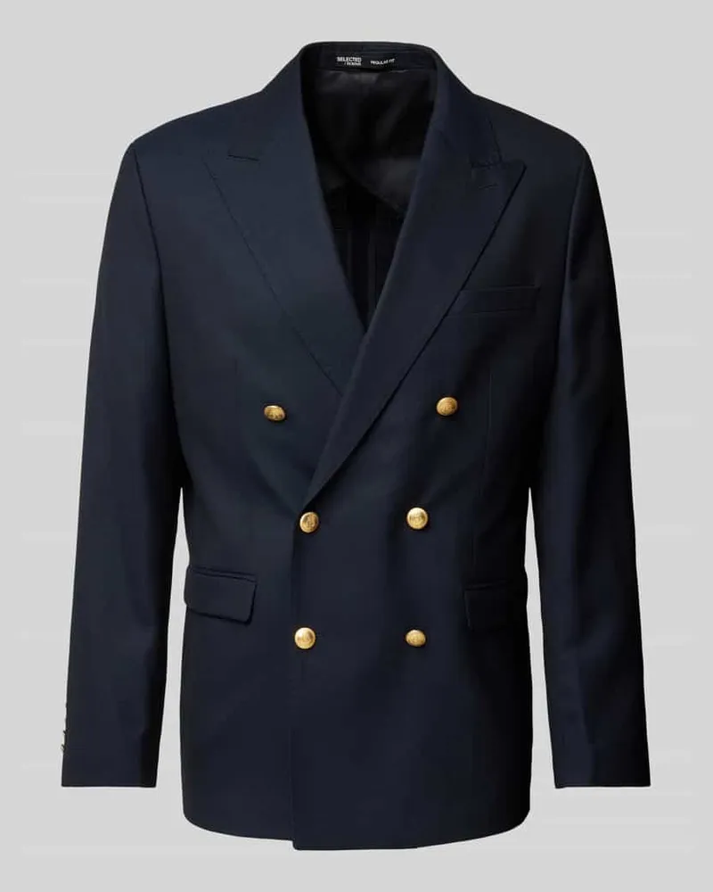 Selected Homme Regular Fit 2-Knopf-Sakko aus Viskose Modell 'GAMES Marine