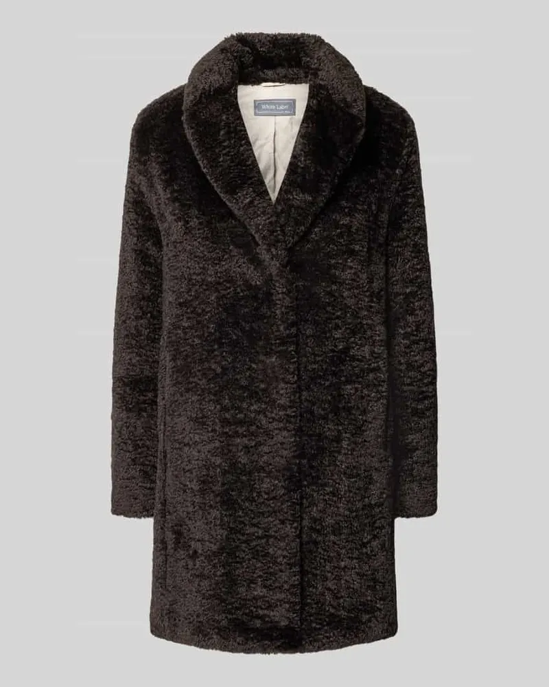 White Label Regular Fit Mantel aus Teddyfell Dunkelbraun