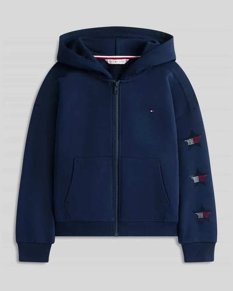 Tommy Hilfiger Regular Fit Sweatjacke aus Baumwoll-Mix mit Logo-Applikation Marine