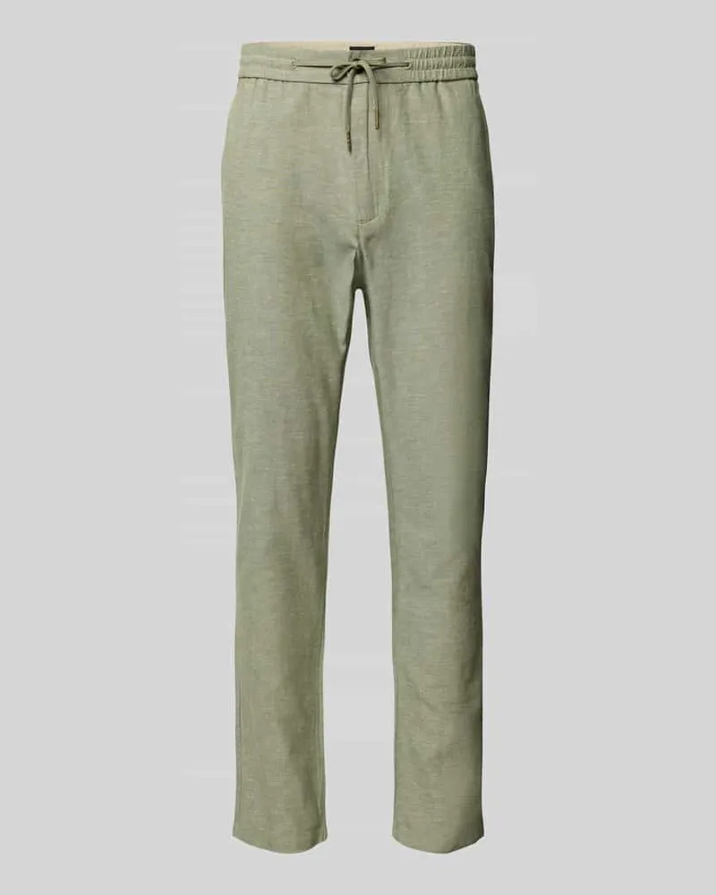 Scotch&Soda Tapered Fit Stoffhose aus Baumwoll-Leinen-Mix Modell 'Warren Khaki