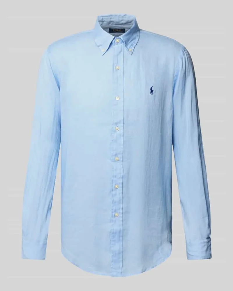 Ralph Lauren Custom Fit Freizeithemd aus reinem Leinen Hellblau