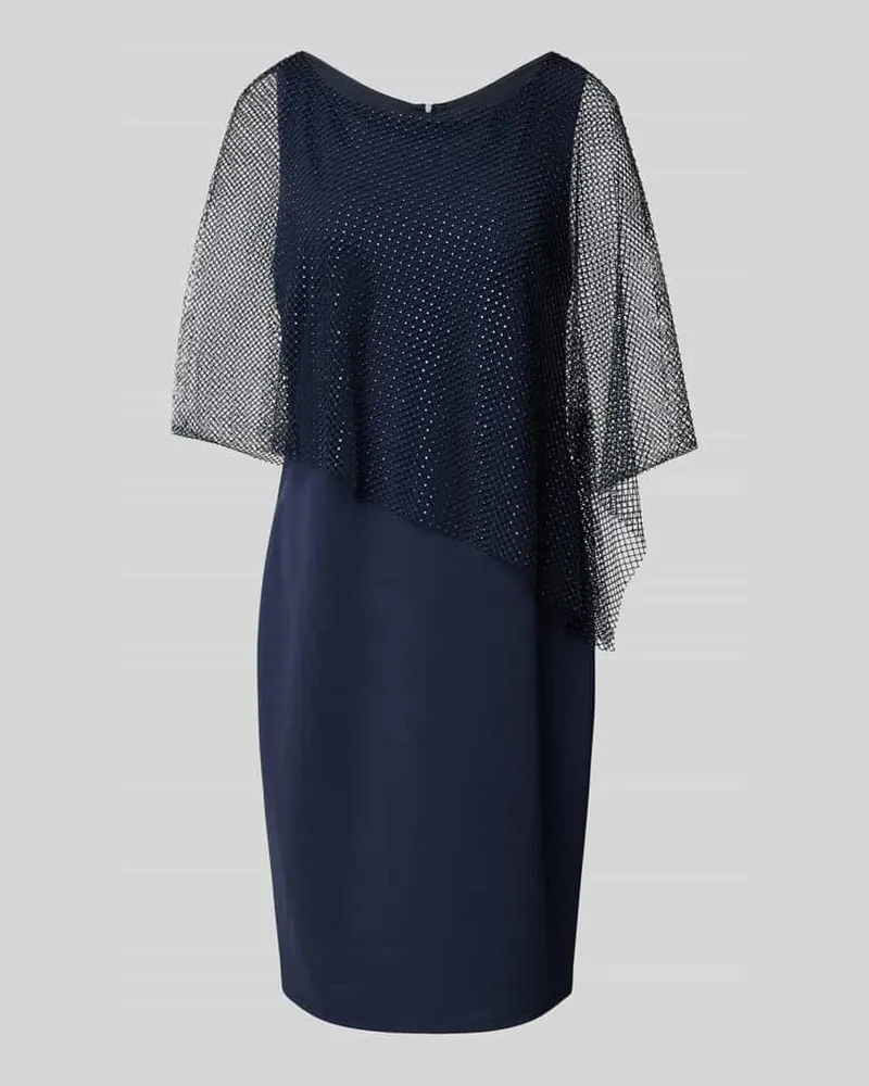 Vera Mont Knielanges Cocktailkleid mit Paillettenbesatz Dunkelblau