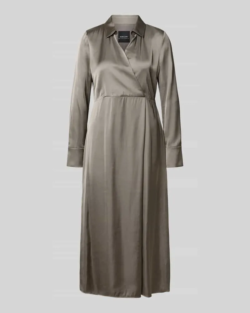 Marc Cain Midikleid aus Viskose-Mix mit V-Ausschnitt Taupe