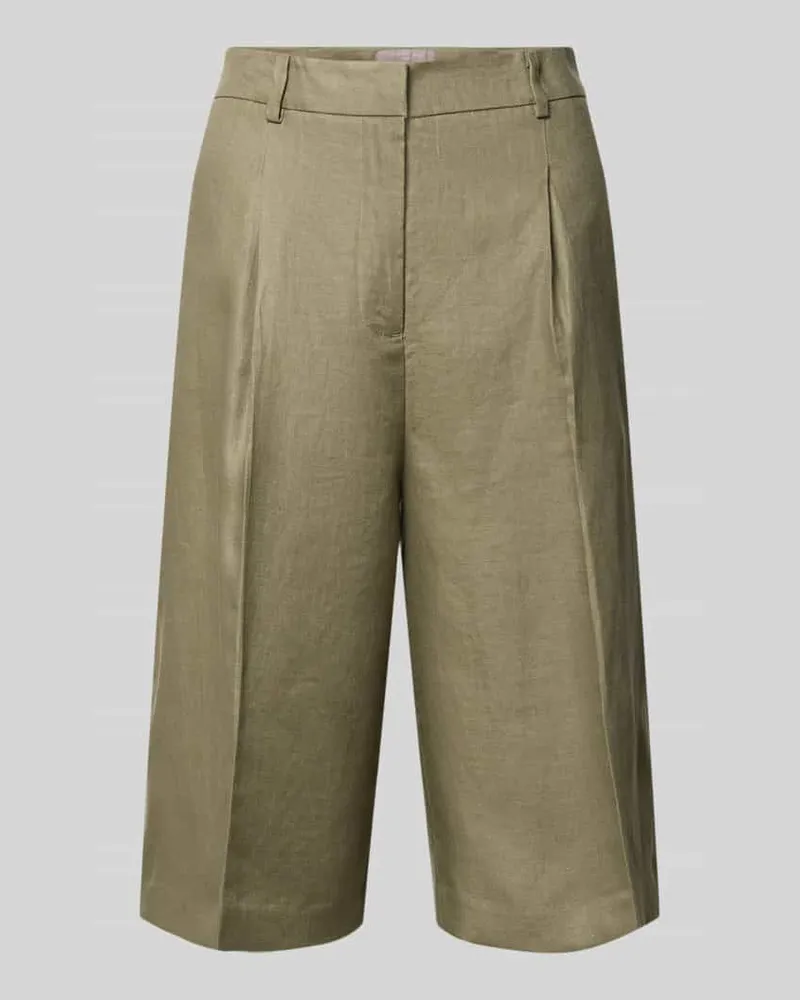 Christian Berg Straight Fit Bermuda mit Bundfalten Oliv