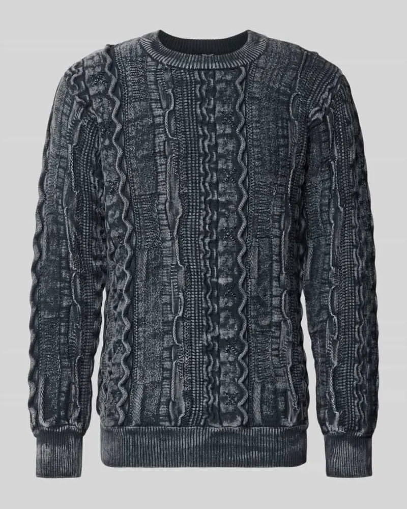 Carlo Colucci Strickpullover mit gerippten Abschlüssen Black
