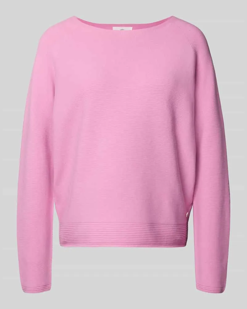 Fynch-Hatton Strickpullover mit Rundhalsausschnitt und Label-Detail Hellrosa