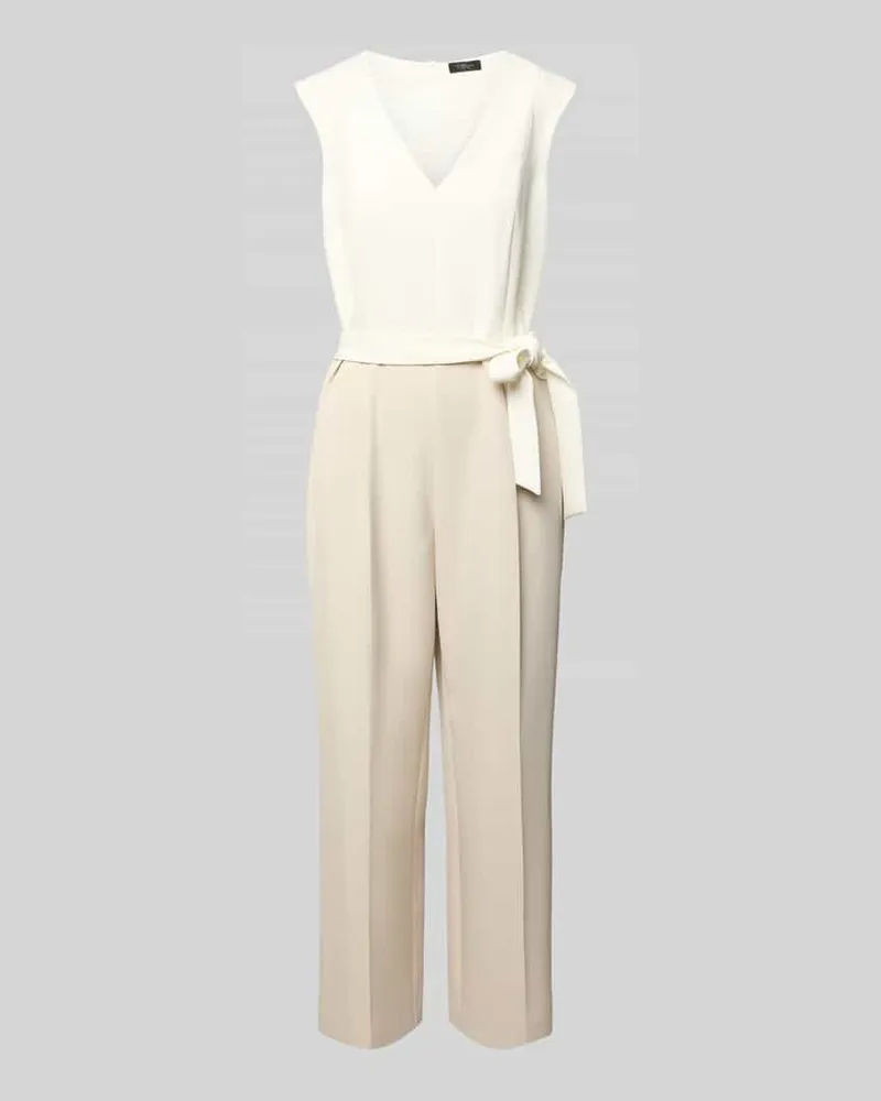 S.Oliver Regular Fit Jumpsuit mit Taillengürtel zum Binden Beige