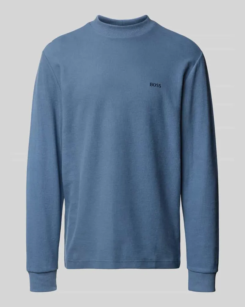 HUGO BOSS Regular Fit Langarmshirt aus reiner Baumwolle Modell 'EXPLORER Rauchblau