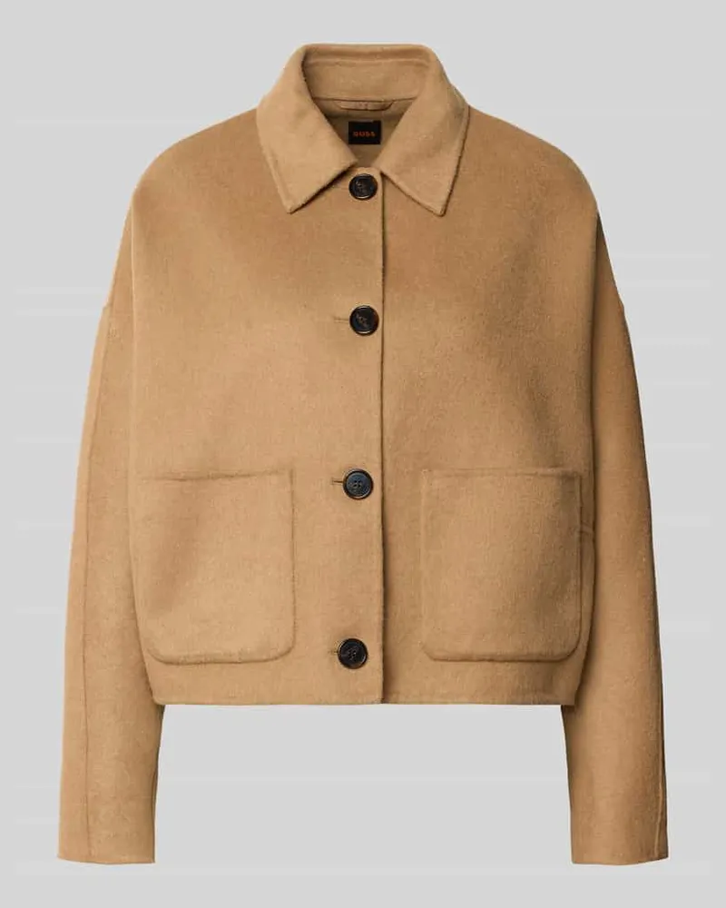 HUGO BOSS Regular Fit Blouson mit integriertem Schal am Kragen Modell 'C_Cafrina Cognac