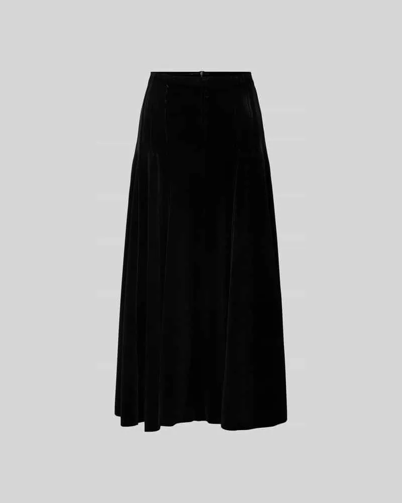 Norma Kamali Midirock aus Samt mit Ziernähten Black