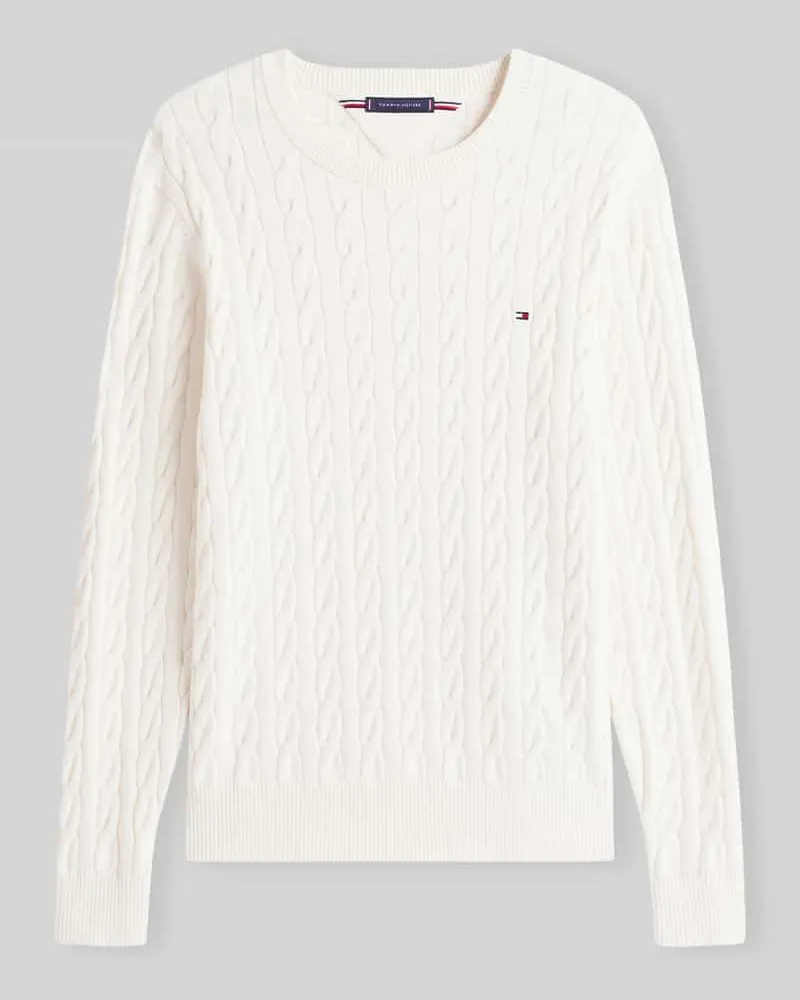Tommy Hilfiger Regular Fit Pullover aus reiner Baumwolle Ecru