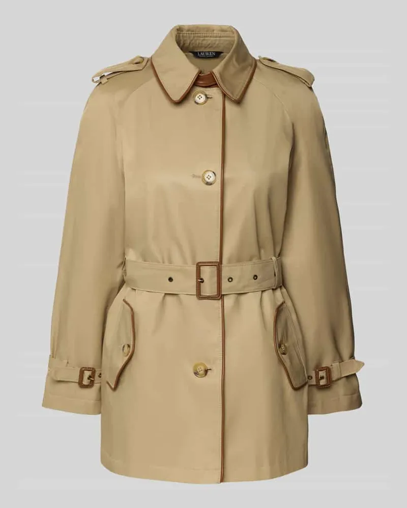 Ralph Lauren Trenchcoat mit Schulterriegeln und Gürtel Sand