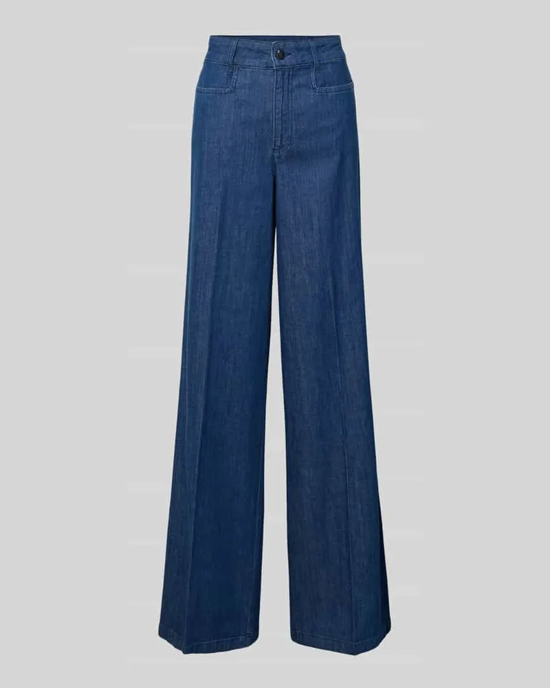 Oui  Wide Leg Jeans mit Bügelfalten Jeansblau