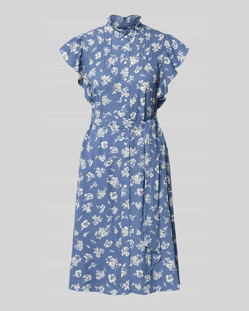 Ralph Lauren Knielanges Kleid mit Bindegürtel Modell 'PRATIKA Hellblau