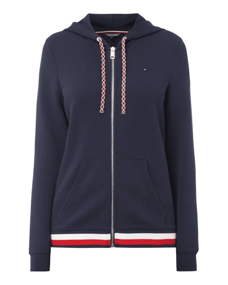 Tommy Hilfiger Sweatjacke mit Logo-Streifen am Saum Dunkelblau