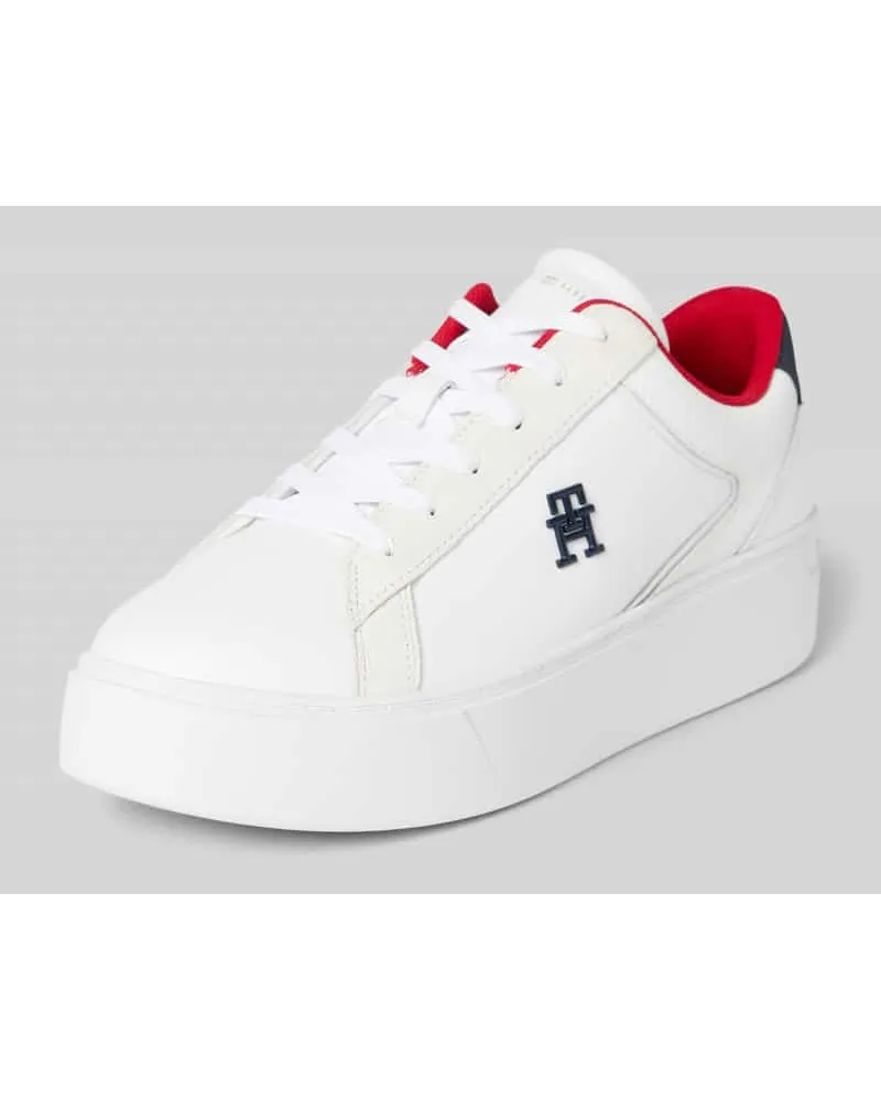 Tommy Hilfiger Ledersneaker mit Plateausohle Modell 'PLATFORM COURT Weiss