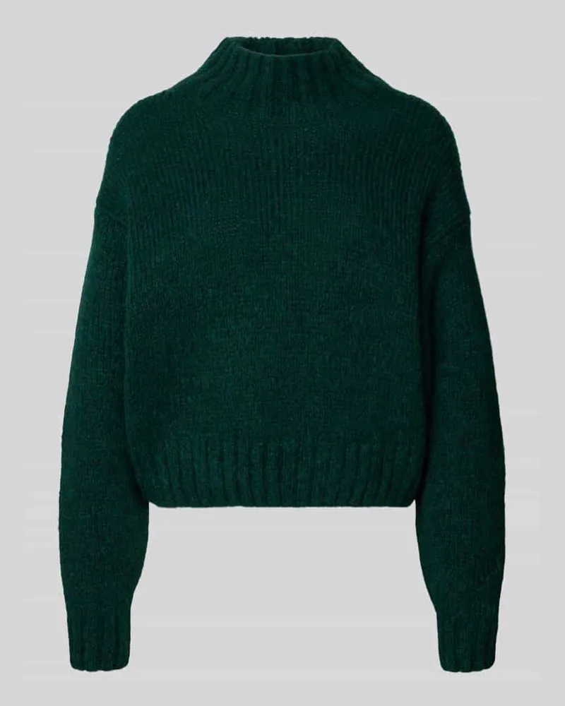 Marc Cain Strickpullover mit Stehkragen und überschnittenen Schultern Dunkelgruen