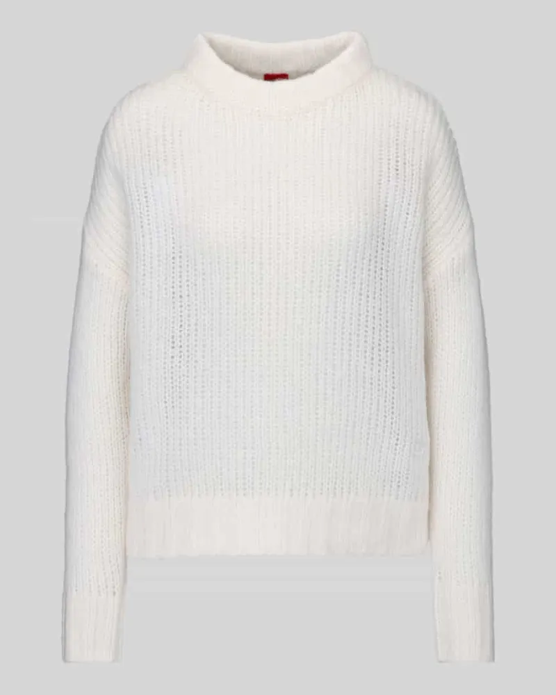 HUGO BOSS Oversized Pullover aus Woll-Mix aus Alpaka-Anteil Modell 'Sloossy Offwhite