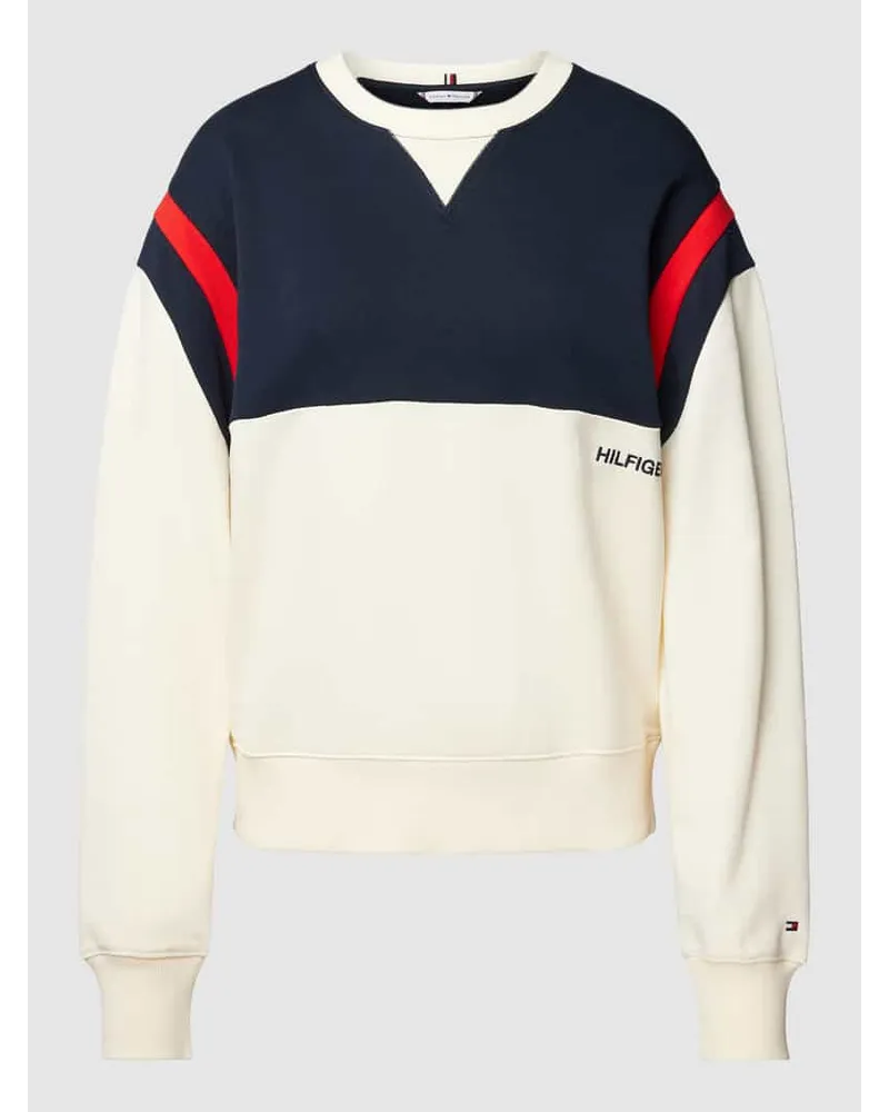 Tommy Hilfiger Sweatshirt im Colour-Blocking-Design Ecru