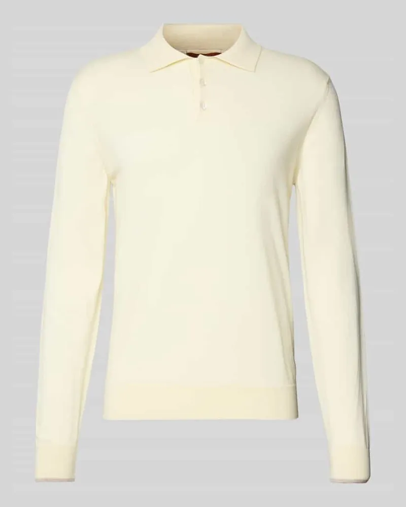 CRUNA Strickpolo mit Kentkragen Offwhite