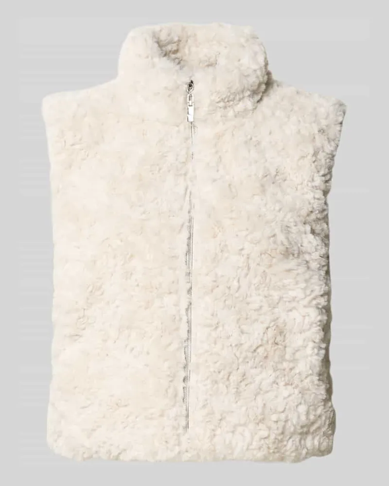 monari Regular Fit Weste aus Kunstfell mit Stehkragen Offwhite