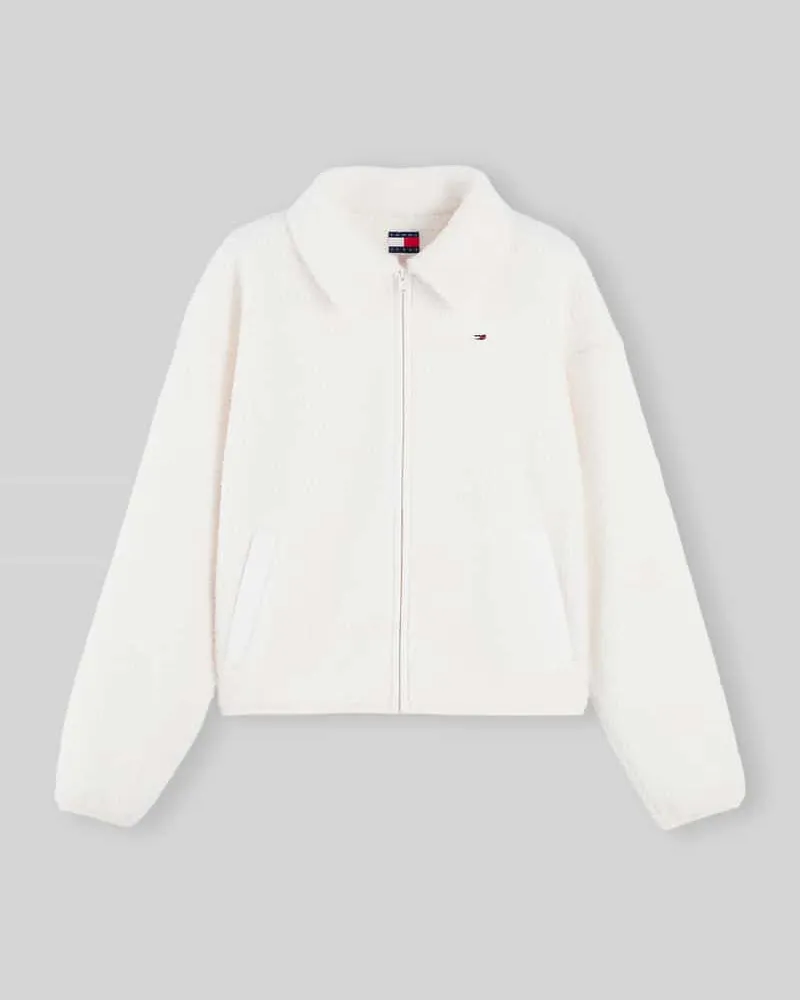 Tommy Hilfiger Boxy Fit Teddyjacke mit Label-Patch Weiss