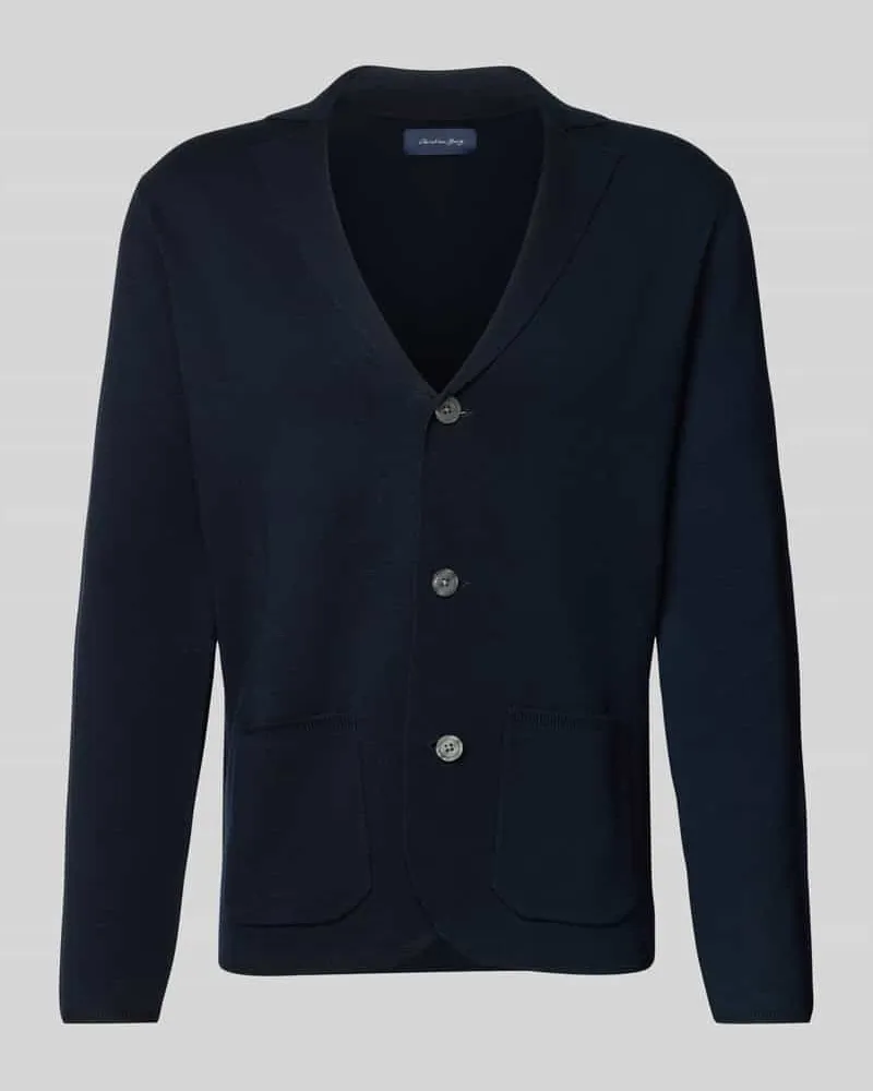 Christian Berg Strickjacke aus Woll-Mix mit Reverskragen Marine