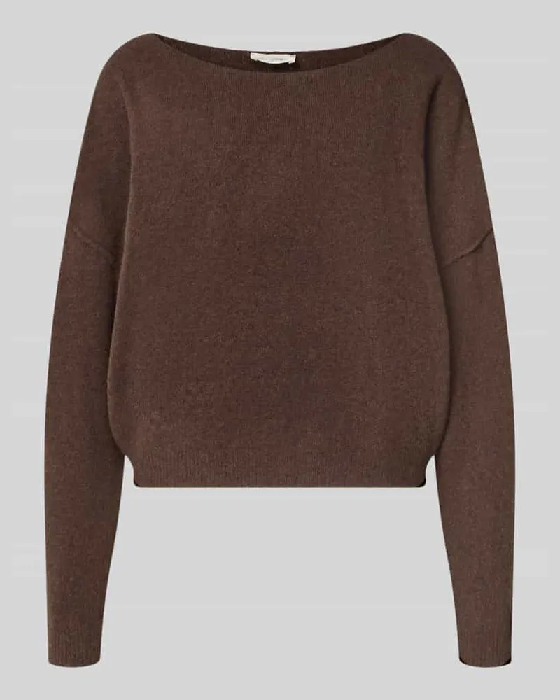 American Vintage Relaxed Fit Strickpullover aus Material-Mix mit Leinen-Anteil Dunkelbraun