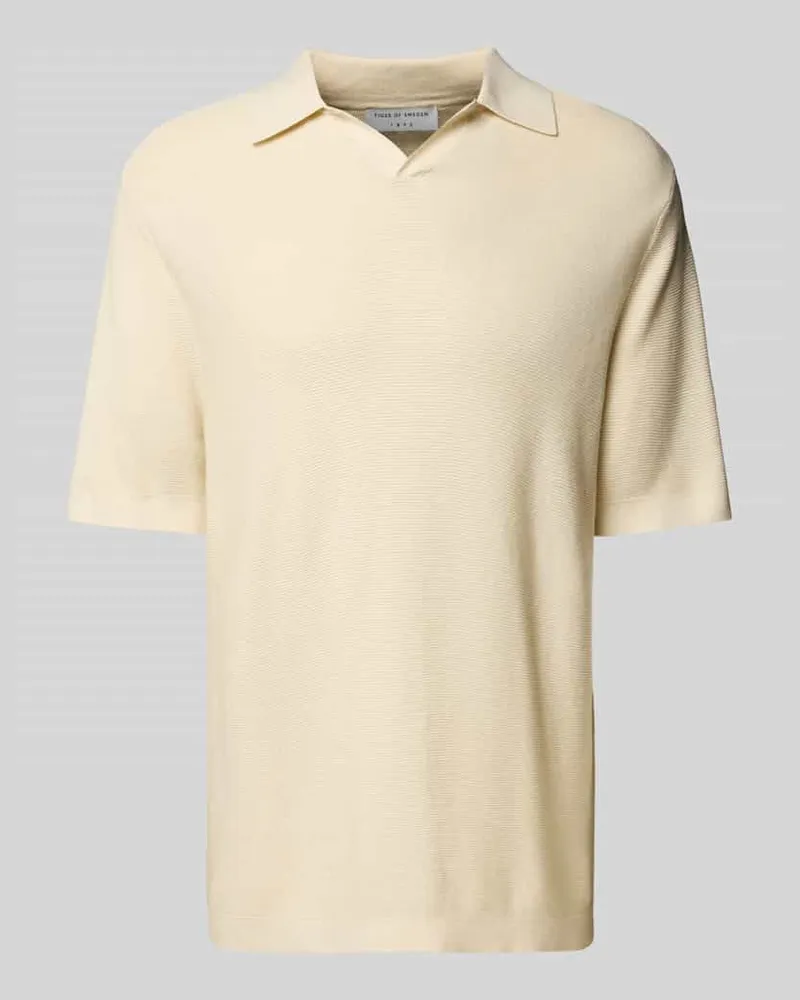 Tiger of Sweden Relaxed Fit Poloshirt mit V-Ausschnitt Modell 'Eoin Ecru