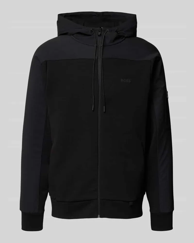 HUGO BOSS Sweatjacke mit Label-Detail Modell 'Sariq Black