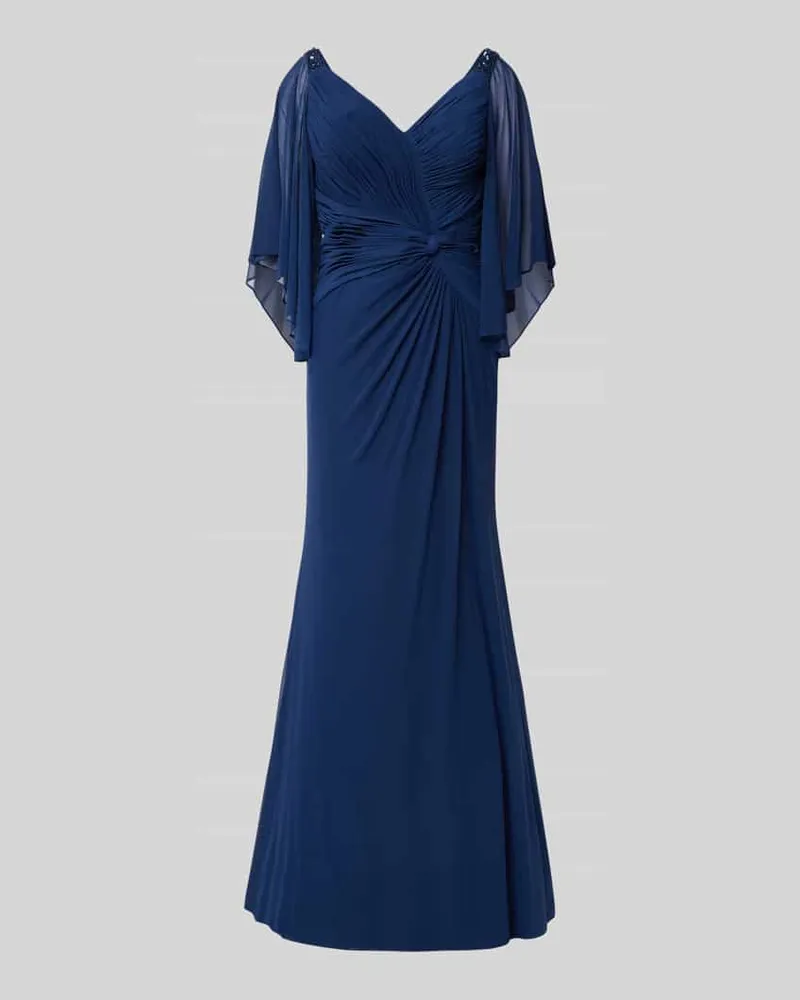 LUXUAR Abendkleid mit Knoten-Detail Marine