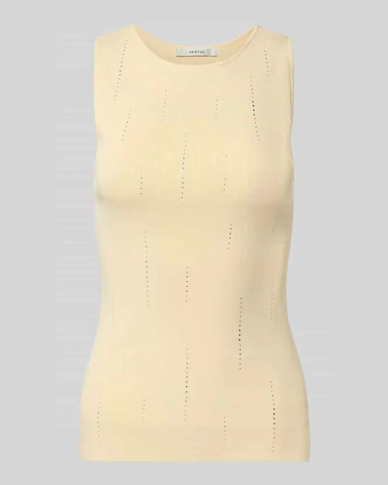 Gestuz Slim Fit Top aus Viskose-Mix mit Strick-Optik Modell 'Saya Offwhite