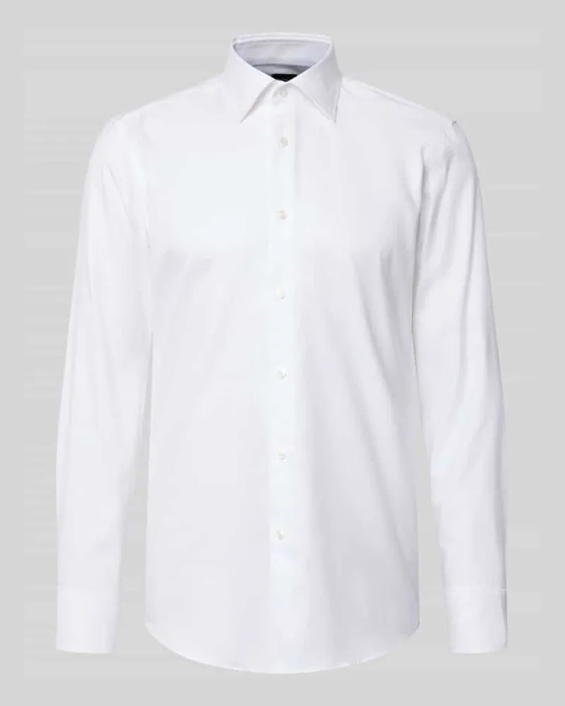 HUGO BOSS Slim Fit Businesshemd aus reiner Baumwolle Modell 'H-HANK-K Weiss