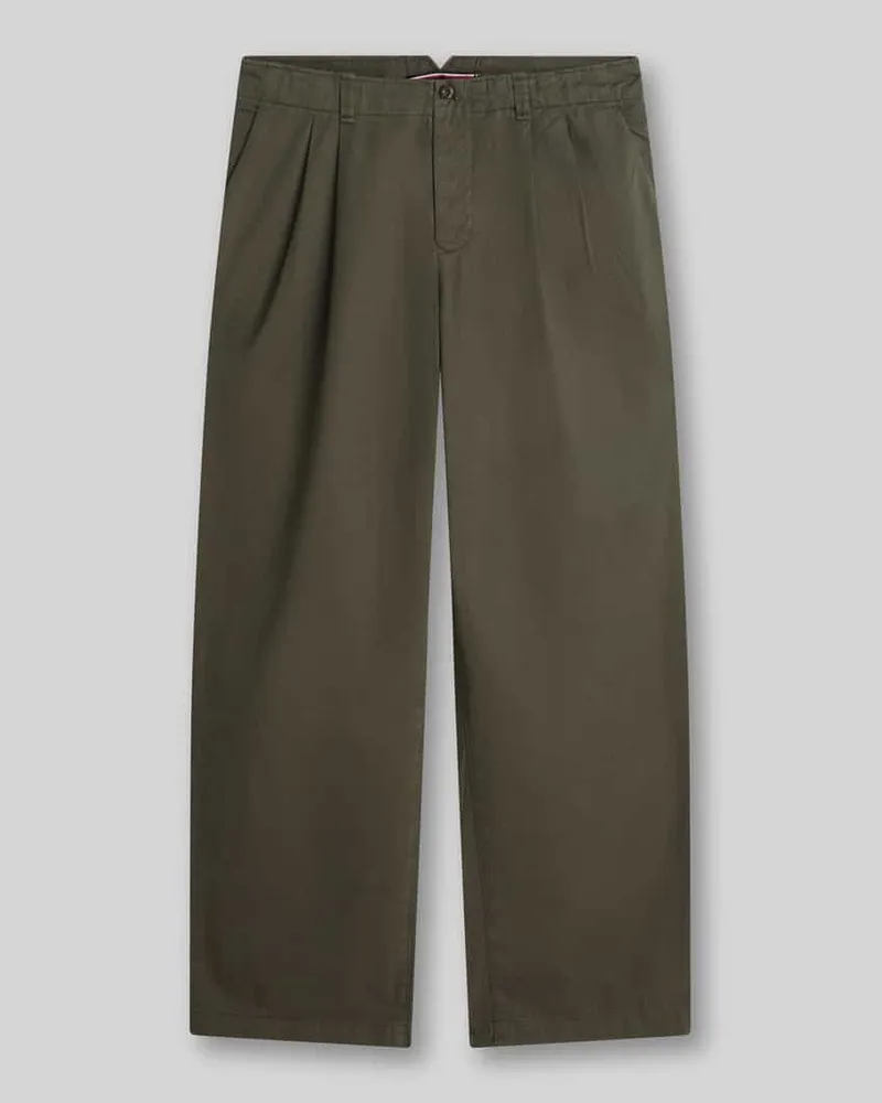 Tommy Hilfiger Loose Fit Hose mit Bundfalten Oliv