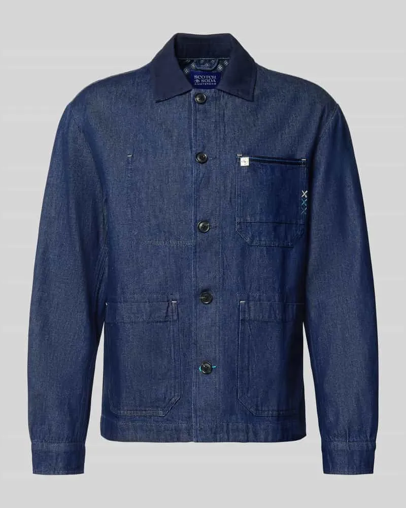 Scotch&Soda Regular Fit Hemdjacke in Denim-Optik Jeansblau