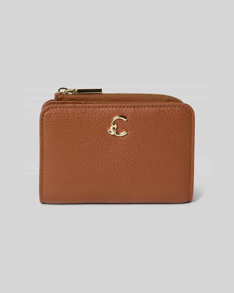 Coccinelle Portemonnaie mit Label-Detail Cognac
