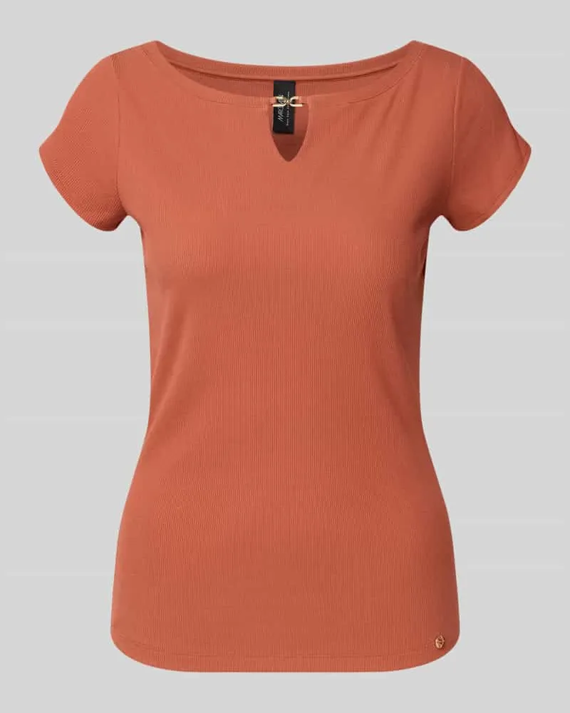 Marc Cain T-Shirt mit Cut Out Rostrot
