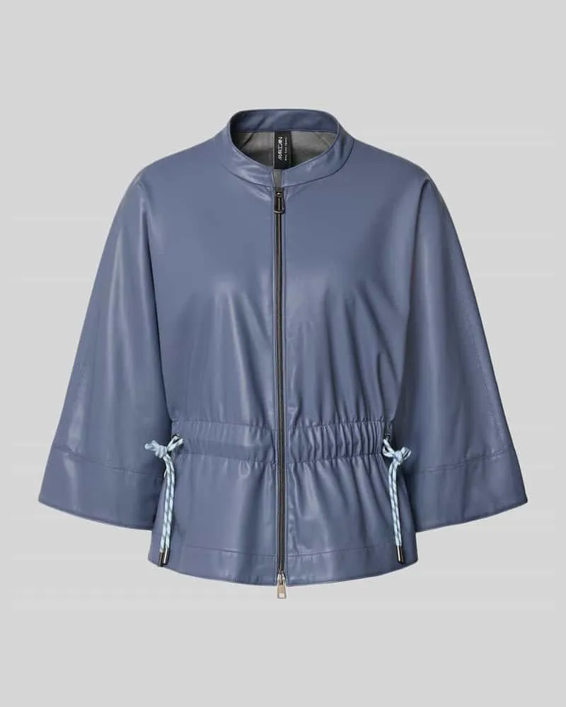 Marc Cain Blazer in Leder-Optik mit Stehkragen Rauchblau